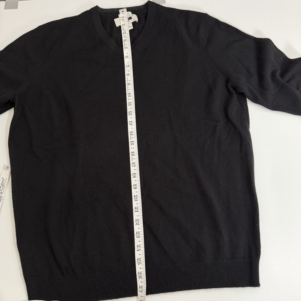 Joseph Abboud 100% Cashmere V Neck Sweater Mens L Black Classic Preppy Ribbed - Picture 8 of 9